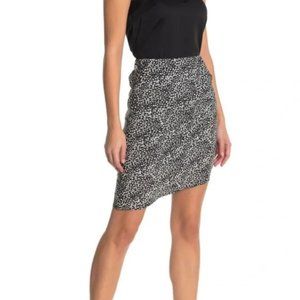 Code x Mode Black Floral High-Low Ruched Mini Skirt Size M